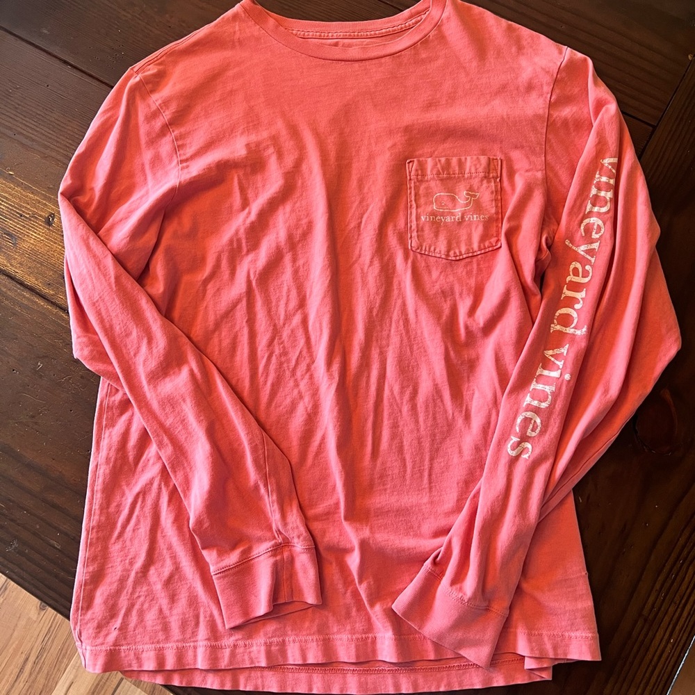 Vineyard Vines long sleeve pink pocket shirt